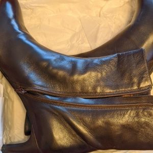 Brown leather ankle boots